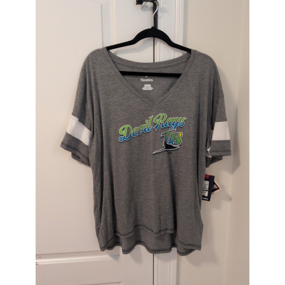 Tampa Bay Devil Rays Grey Shirt Fanatics Women's Size XL